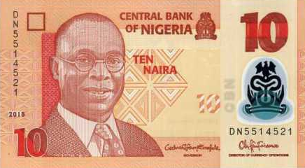 P39i Nigeria 10 Naira Year 2018